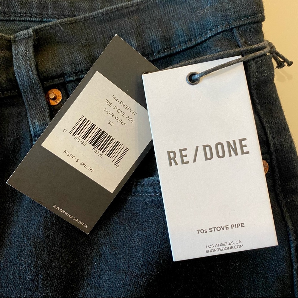RE/DONE Black 70's Stove Pipe Jeans - Picture 9 of 15